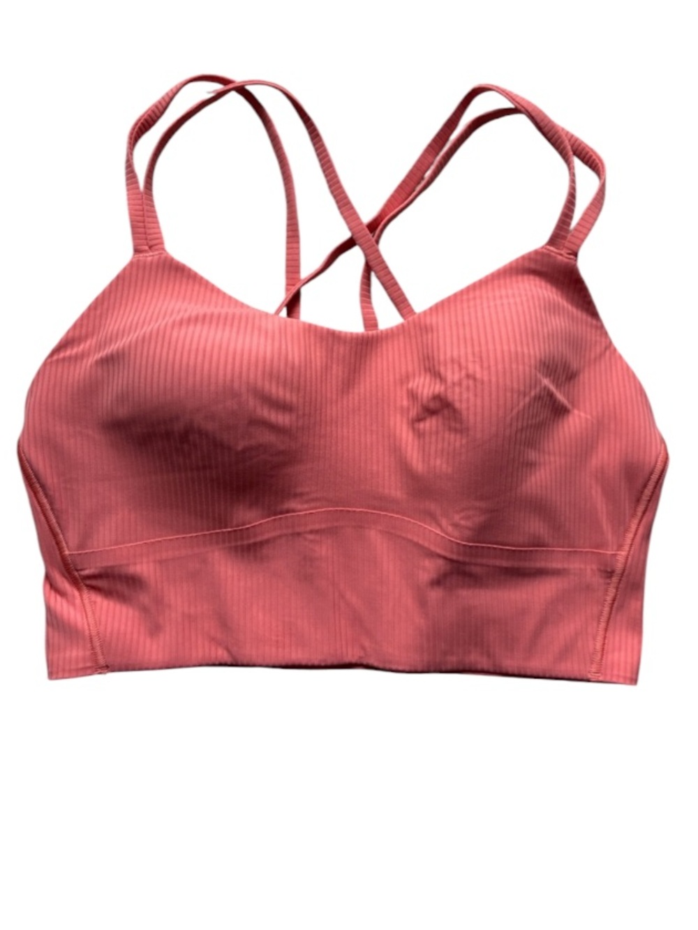 Like a Cloud Coral Ribbed Longline Bra Light Support B/C Cup Size 6